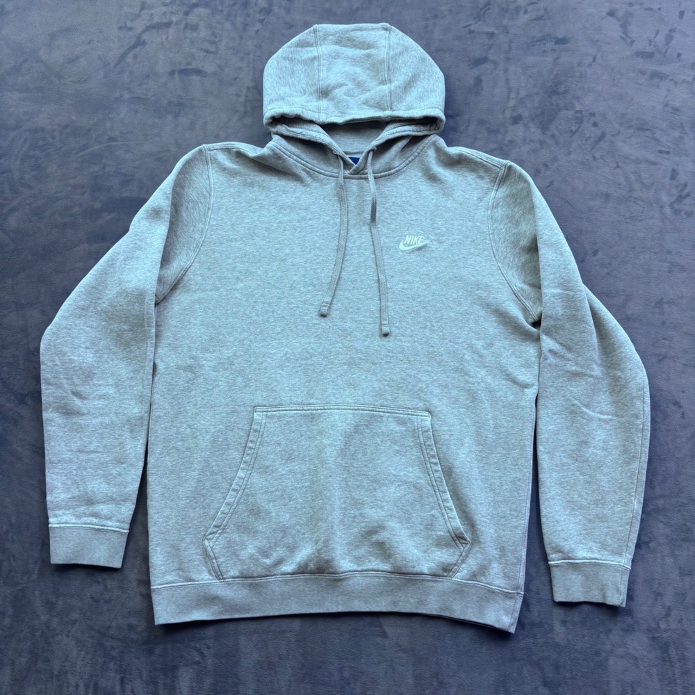 Nike Mens Sportswear Club Fleece Hoodie Heather Gray Pullover Large Streetwear